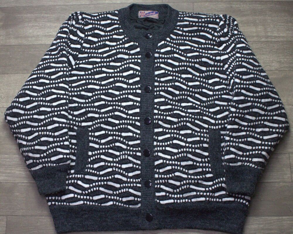 Vintage 70s 80s Wong Kong Co Cardigan Jacket Button Up Fits 3X